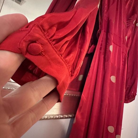 NWOT LK Bennett Red Floral Long Sleeve Wrap Dress Dr Elspeth - Picture 9 of 15